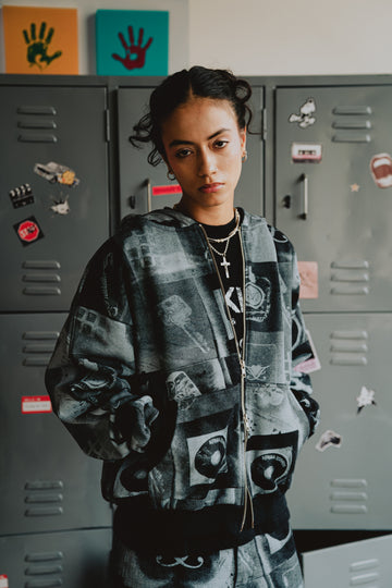 Black Tattoo Double Zip Hoodie